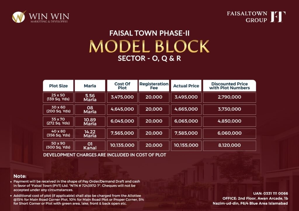 Faisal Block Phase 2 Mdel Block Payment Plan